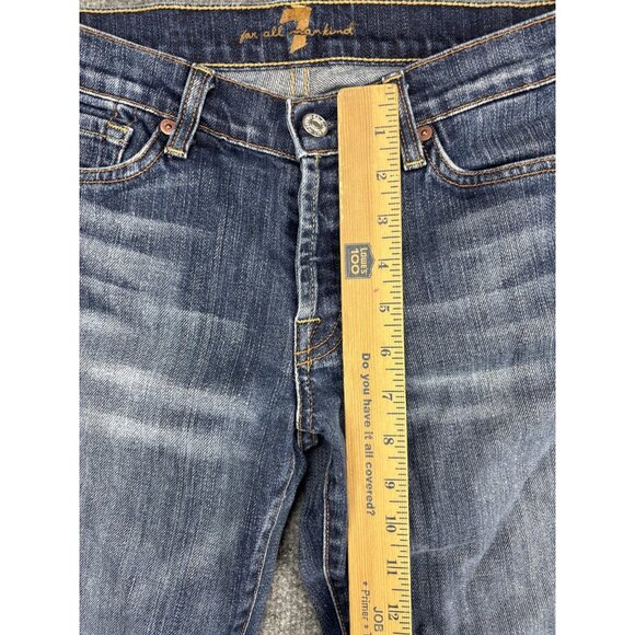 7 For All Mankind Jeans Womens 29 Blue Boy Cut Bootcut Stretch Denim Made USA - Picture 4 of 11